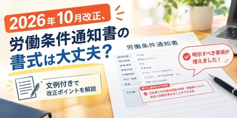 【文例付き】2026年10月改正、 労働条件通知書の書式は大丈夫？